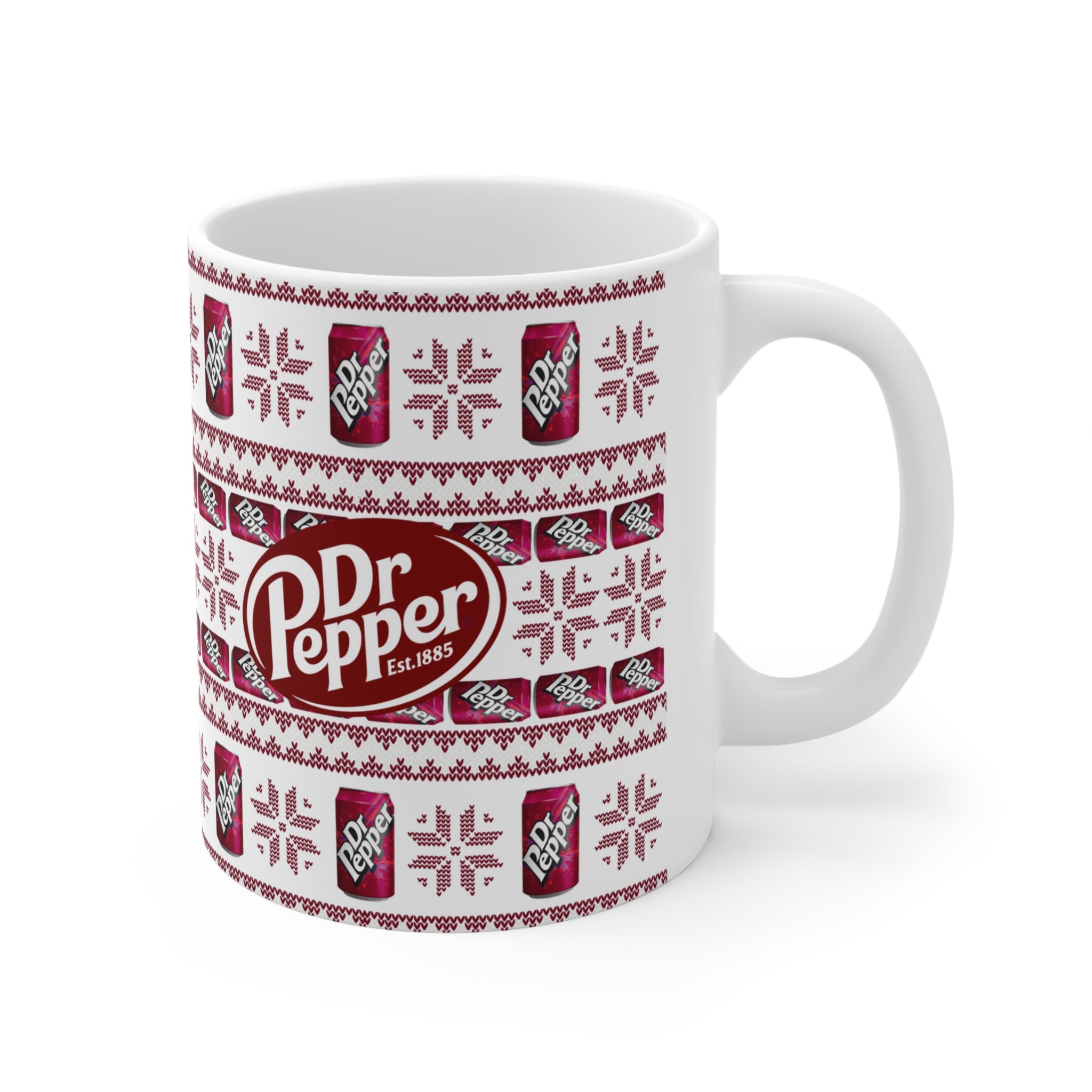 Dr Pepper Print Knitting Pattern Ceramic Mug