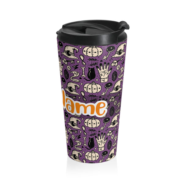 Personalized Name with Halloween Stainless Steel Travel Mug #2