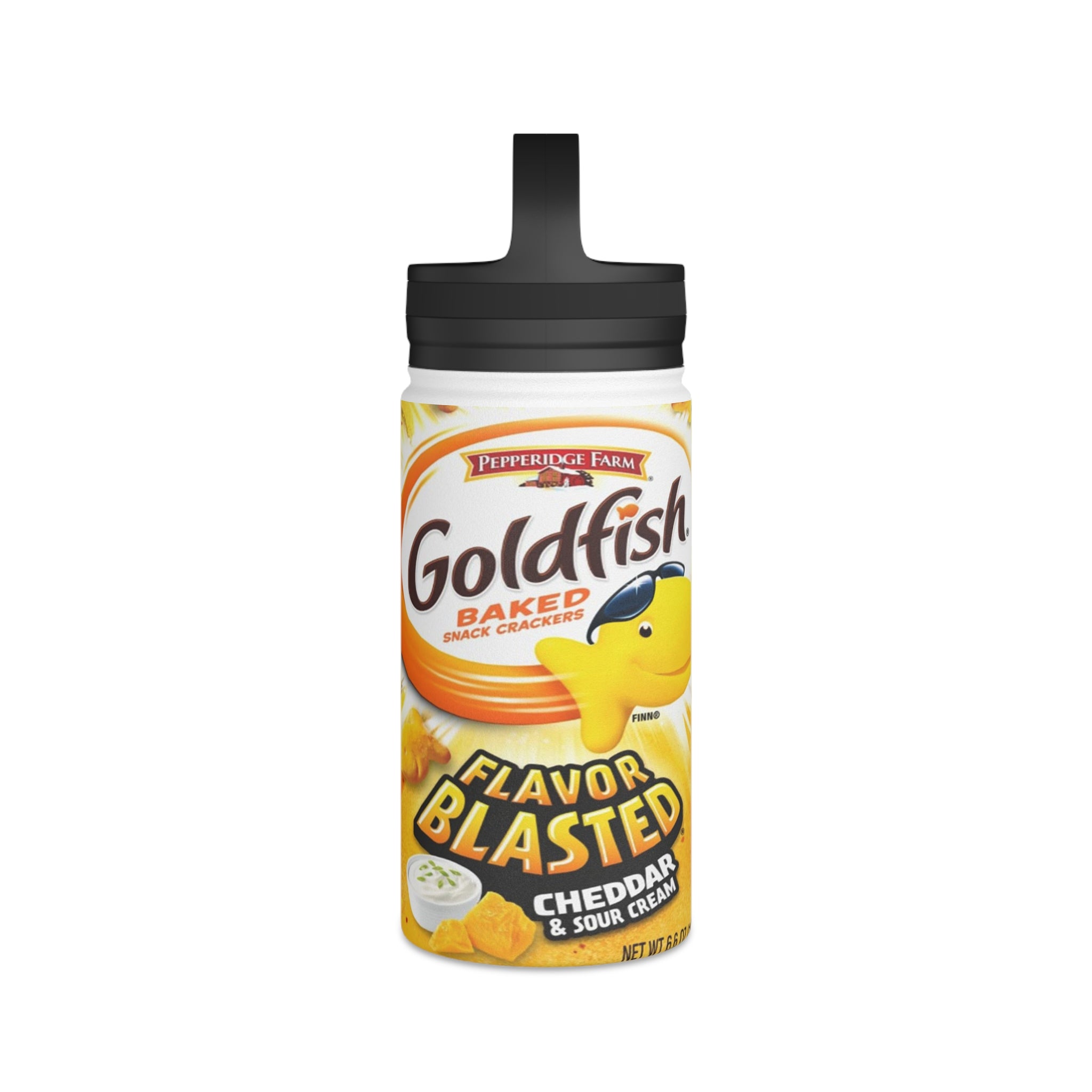 Goldfish Flavor Blasted Cheddar & Sour Cream Stainless Steel Water Bottle, Handle Lid