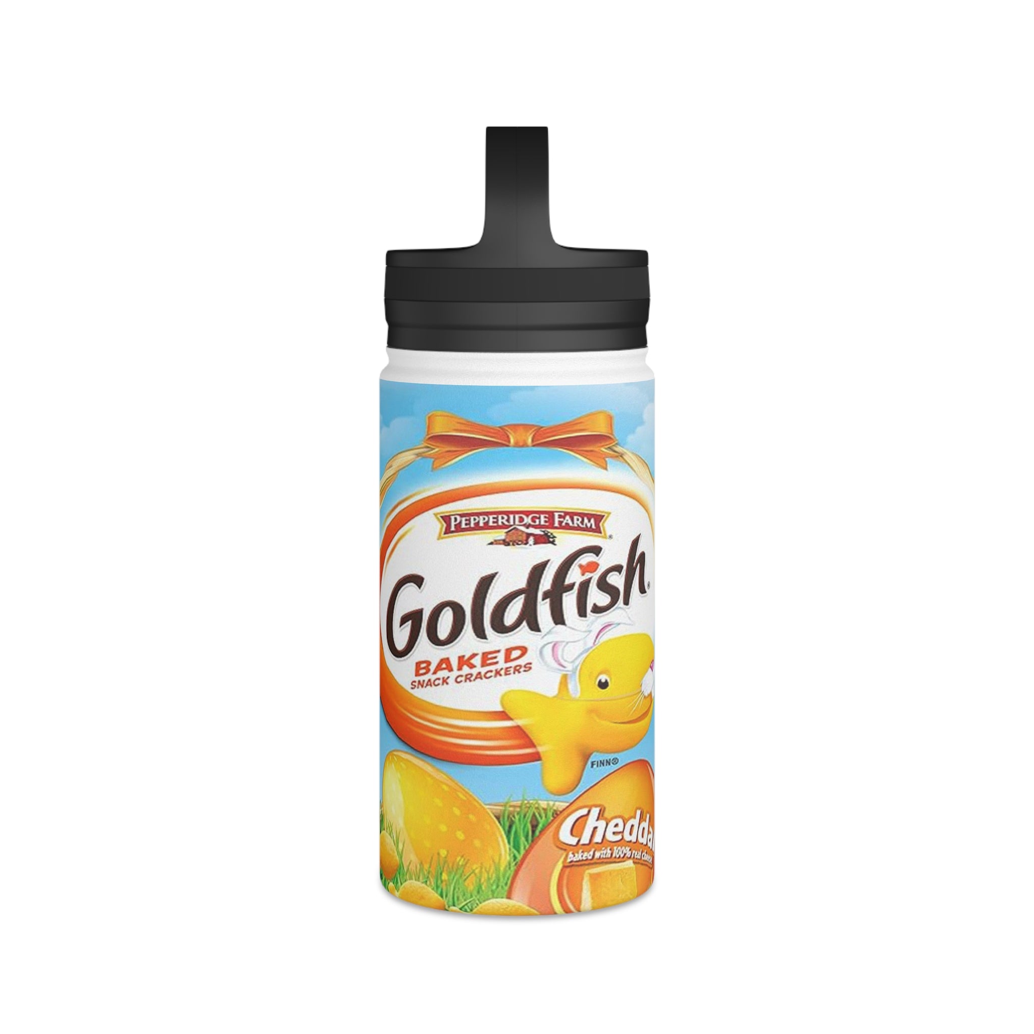 Pepperidge Farm Goldfish Cheddar Crackers Stainless Steel Water Bottle, Handle Lid