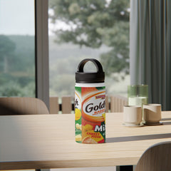 Pepperidge Farm Goldfish Mix Cheesy Pizza + Parmesan Crackers Stainless Steel Water Bottle, Handle Lid