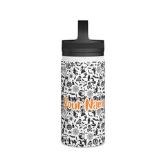 Personalized Name with Halloween Stainless Steel Water Bottle, Handle Lid #7