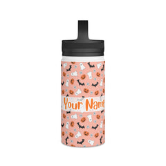 Personalized Name with Halloween Stainless Steel Water Bottle, Handle Lid (Ver.4)