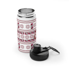 Dr Pepper Print Knitting Pattern Stainless Steel Water Bottle, Sports Lid
