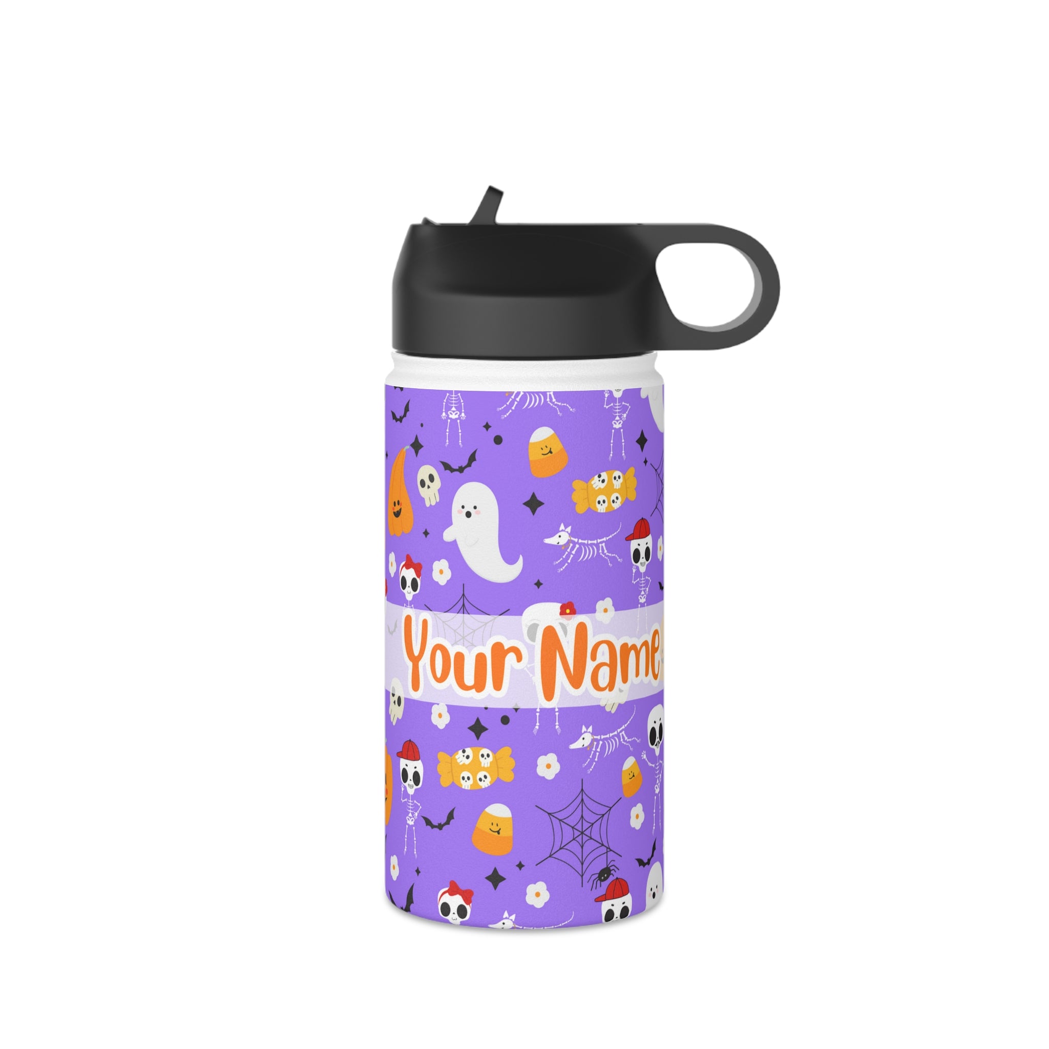 Personalized Name with Halloween Stainless Steel Water Bottle, Standard Lid (Ver.6)