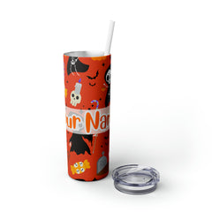 Personalized Name with Halloween Skinny Tumbler with Straw (Ver.2)