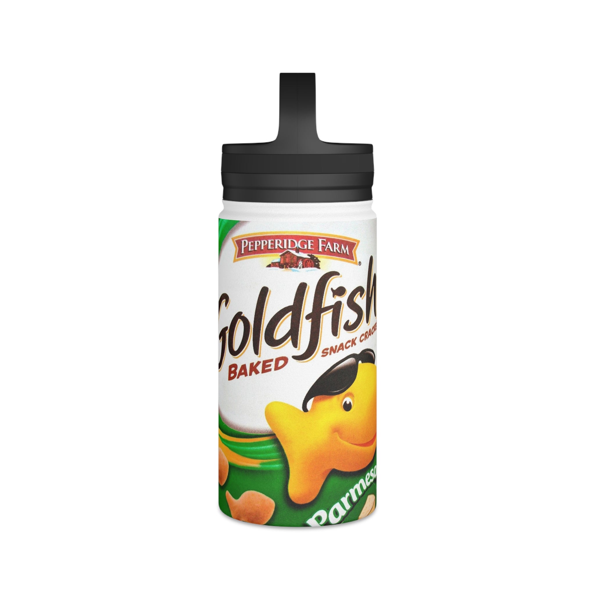 Goldfish Crackers Parmesan Stainless Steel Water Bottle, Handle Lid