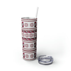 Dr Pepper Print Knitting Pattern Tumbler with Straw