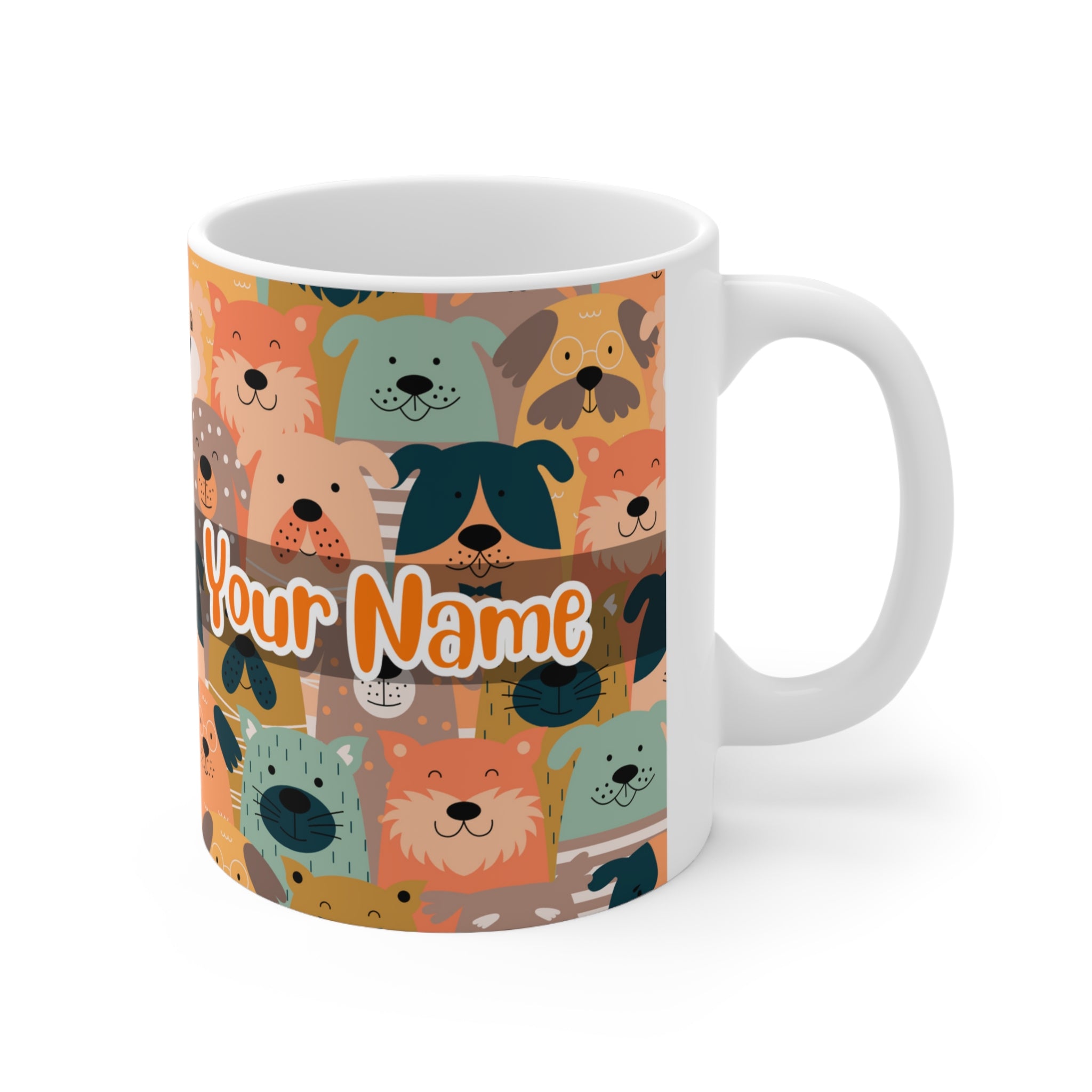Personalized Name with Cute Dog Collections Ceramic Mug (Ver.4)