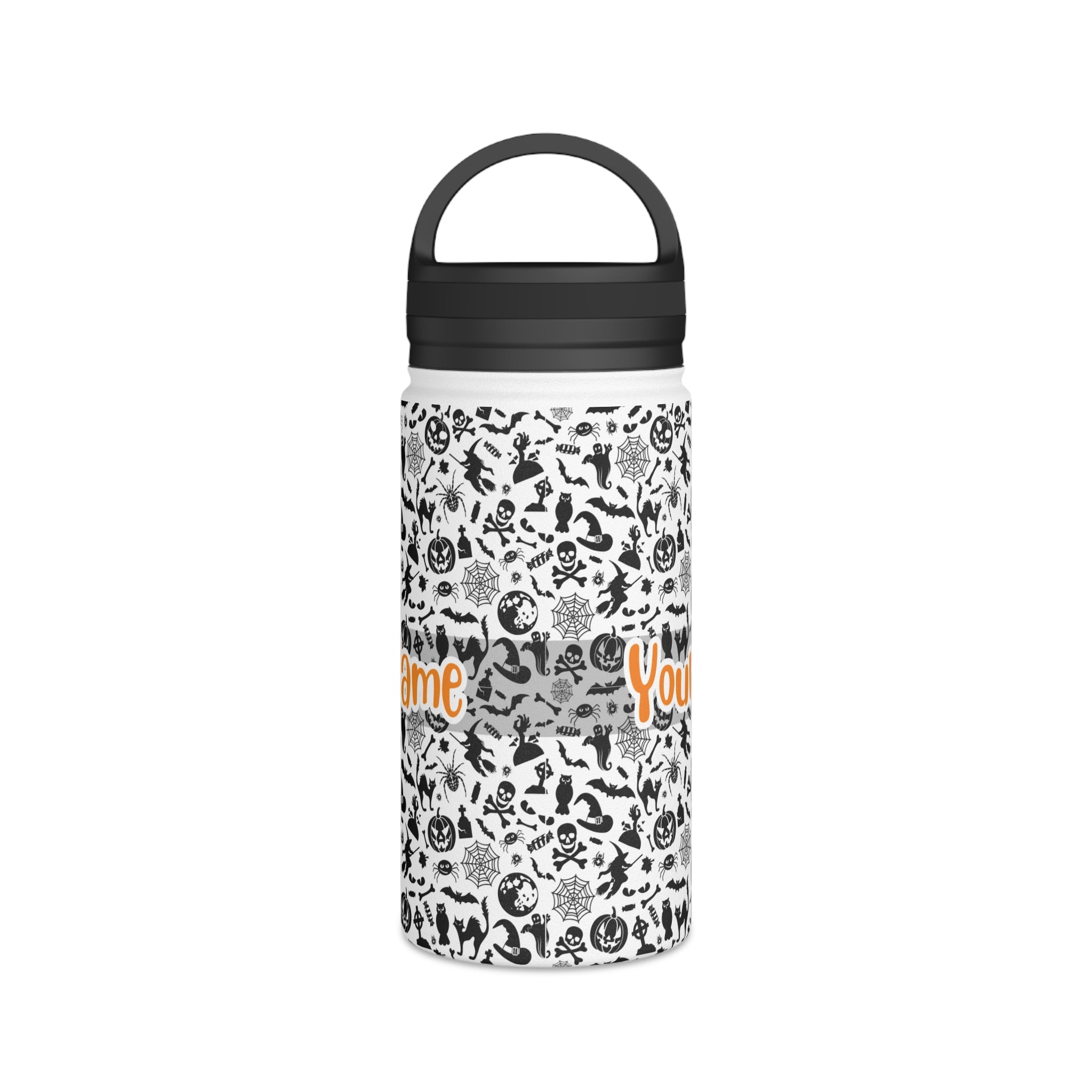Personalized Name with Halloween Stainless Steel Water Bottle, Handle Lid #7