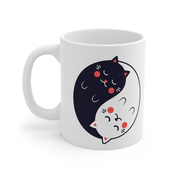 Yin Yang Cat Ceramic Mug / Yin Yang Cat Lover Gift / Cute Cats Ceramic Mug / Sweet Kittens Unique Kawaii Aesthetic Gift, Yin Yang Ceramic Mug