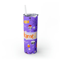 Personalized Name with Halloween Skinny Tumbler with Straw (Ver.6)
