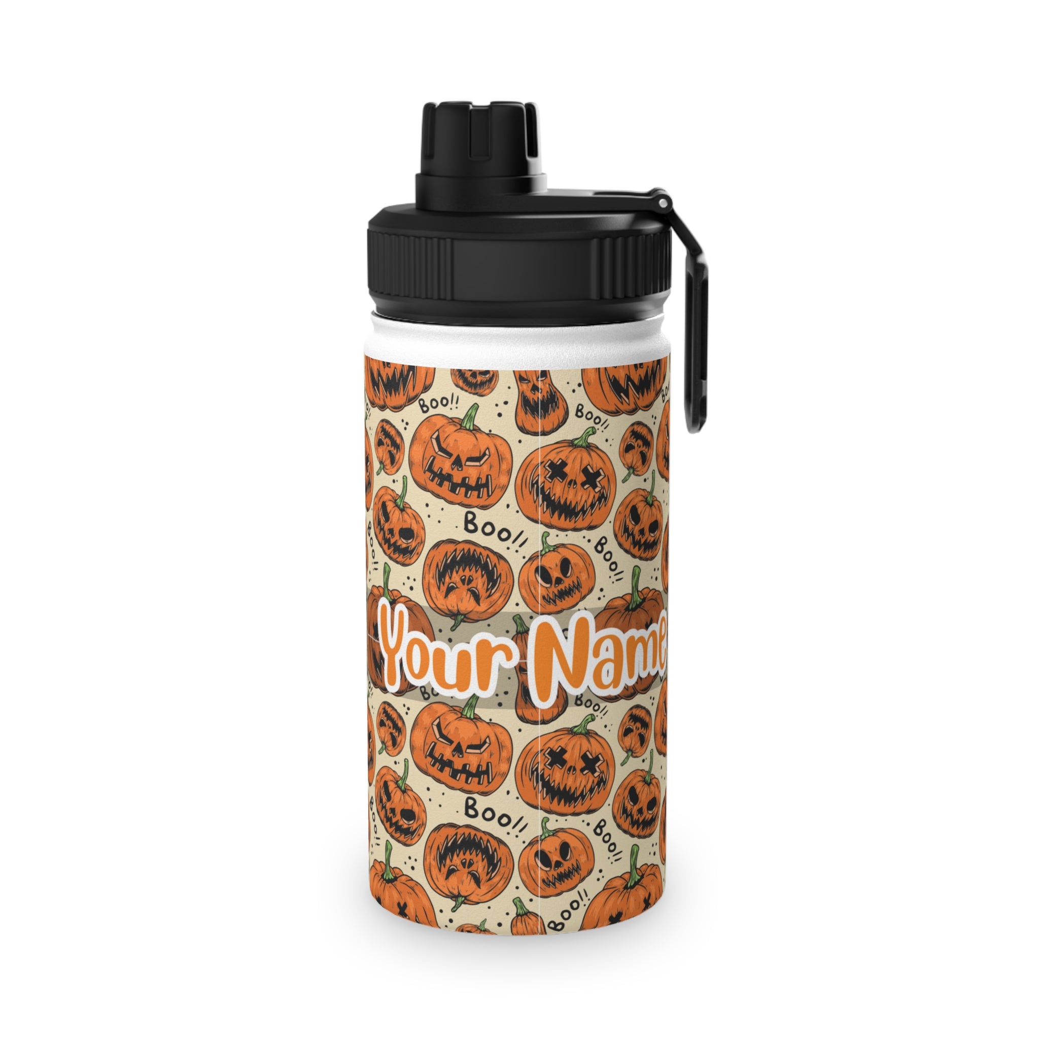 Personalized Name with Halloween Stainless Steel Water Bottle, Sports Lid #3