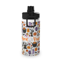 Personalized Name with Halloween Stainless Steel Water Bottle, Sports Lid (Ver.8)
