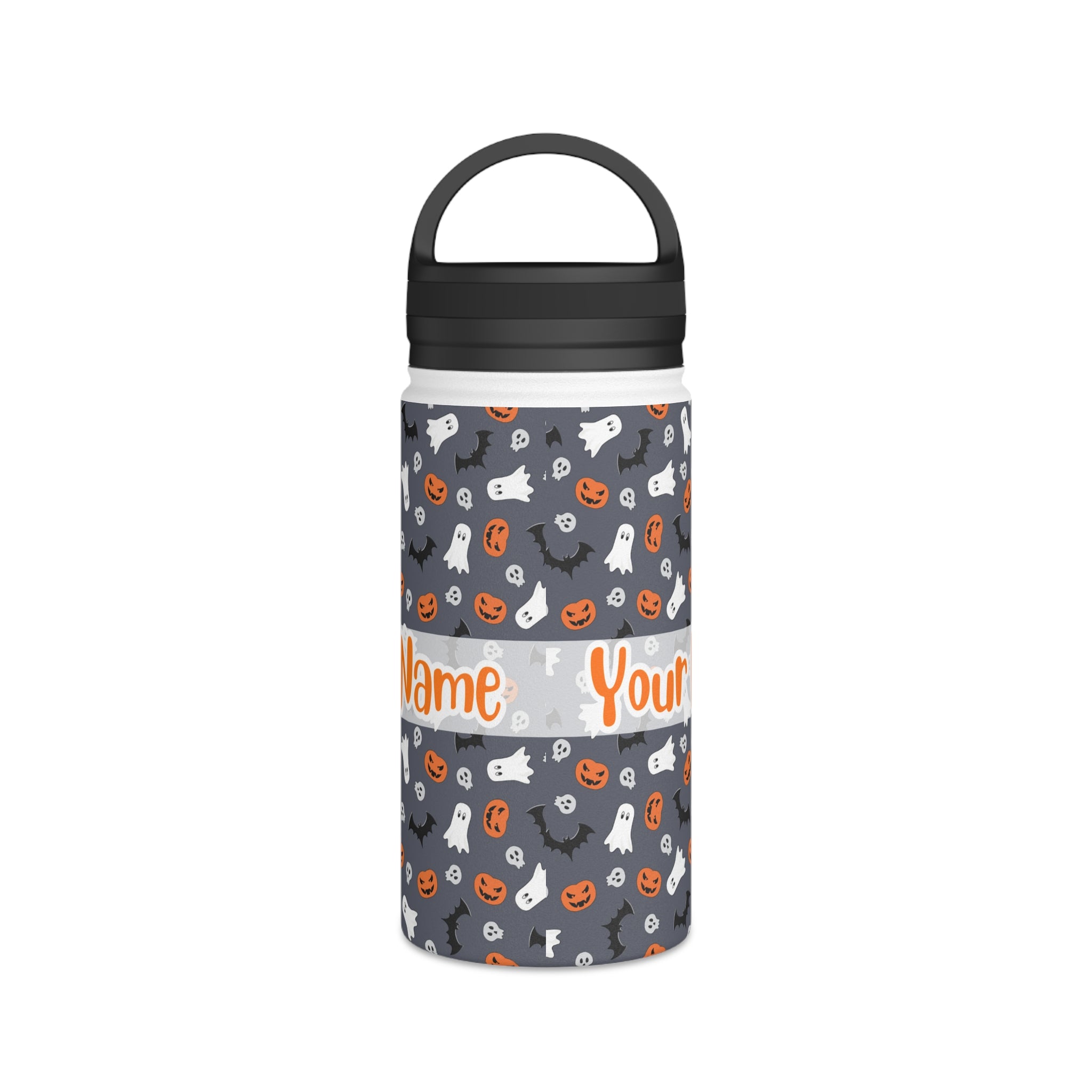 Personalized Name with Halloween Stainless Steel Water Bottle, Handle Lid (Ver.7)