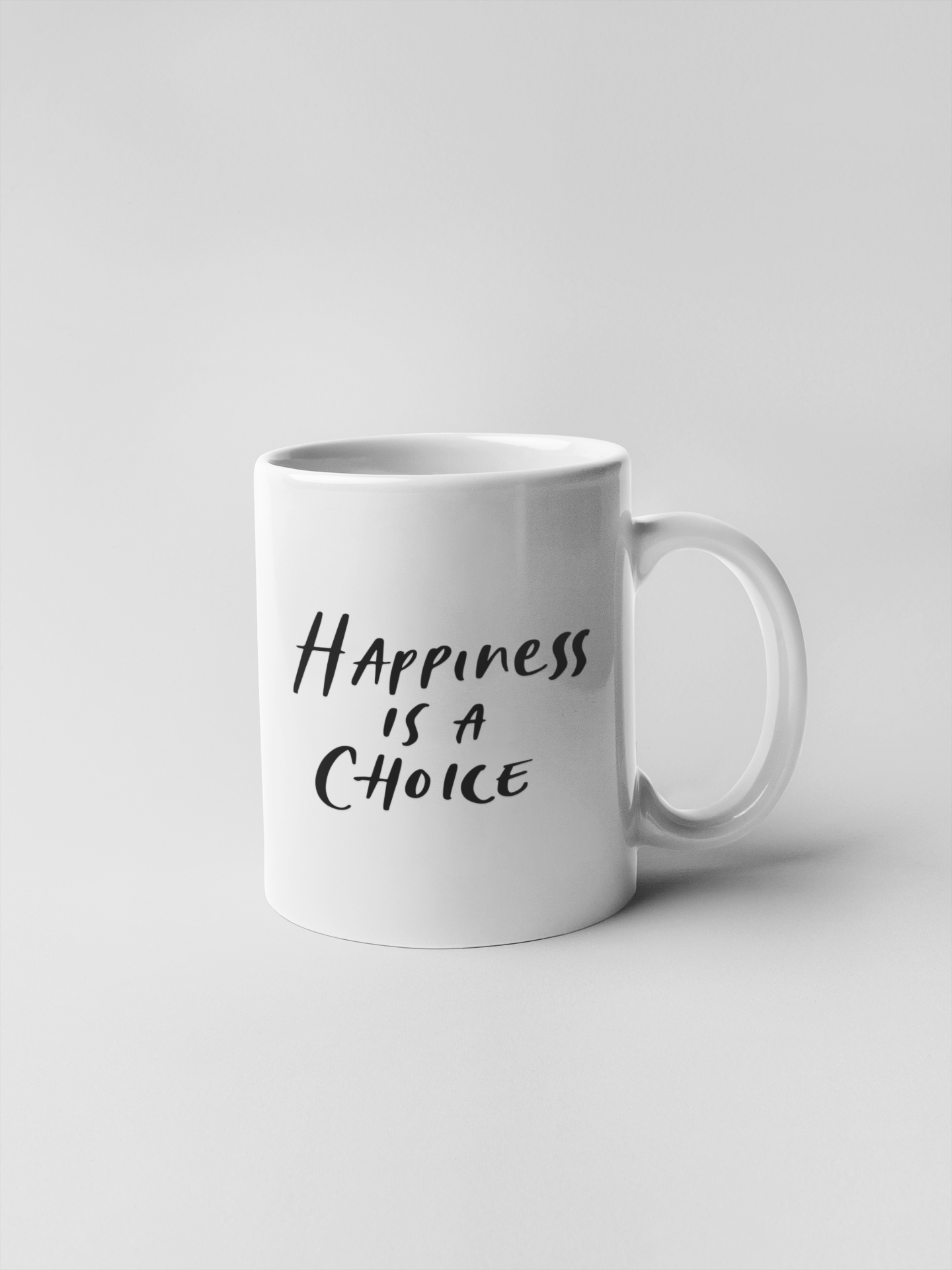 Black Typographic Quote Motivational Happy is a Choice Ceramic Coffee Mugs
