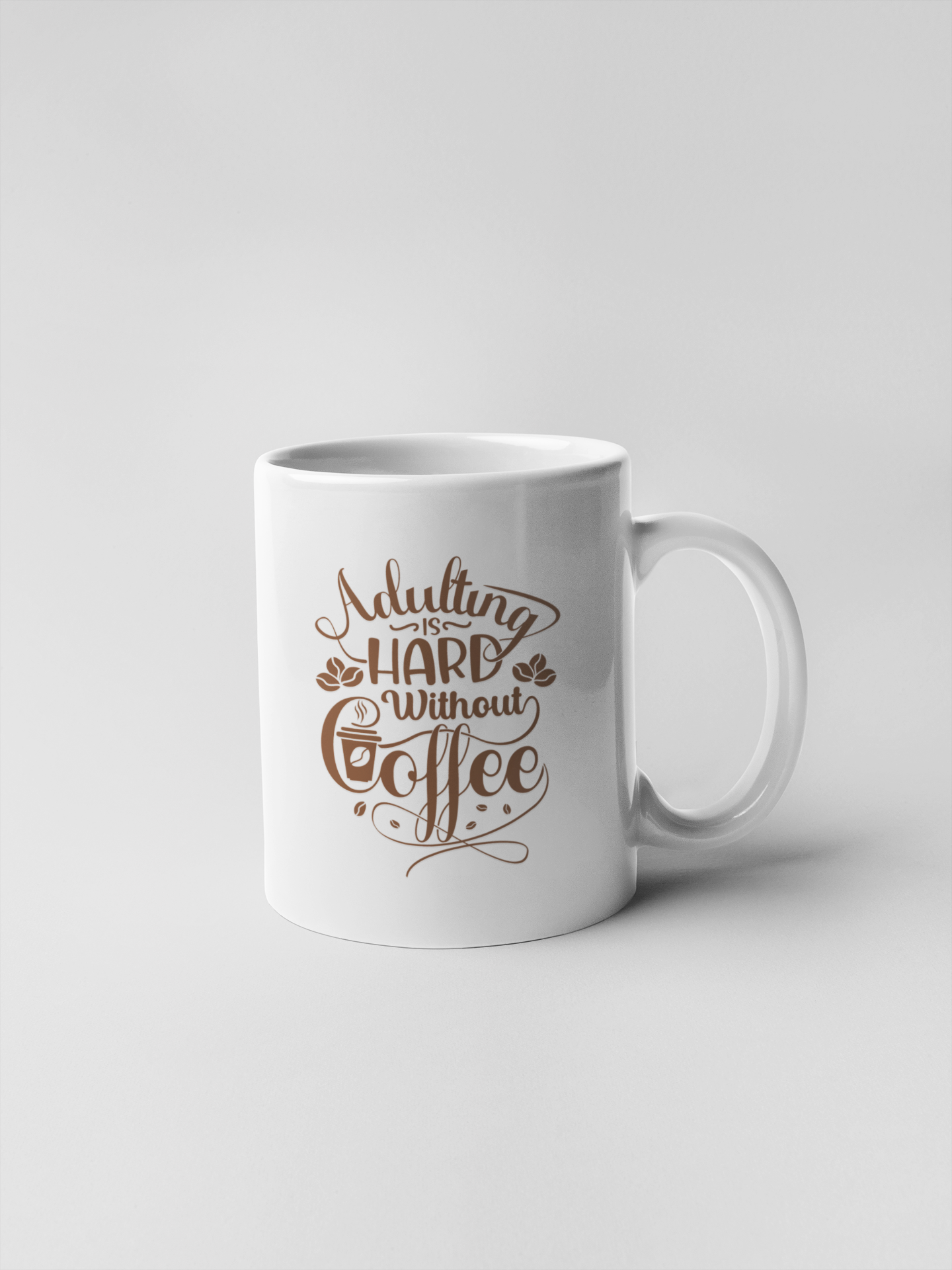 Brown Modern Coffee Adulting is Hard Without Coffee Ceramic Coffee Mugs