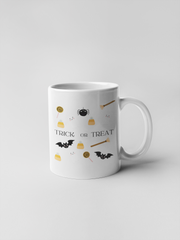 Cream Black Orange Cute Playful Trick Or Treat Halloween Ceramic Coffee Mugs
