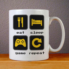 Eat Sleep Game Repeat Ceramic Coffee Mugs