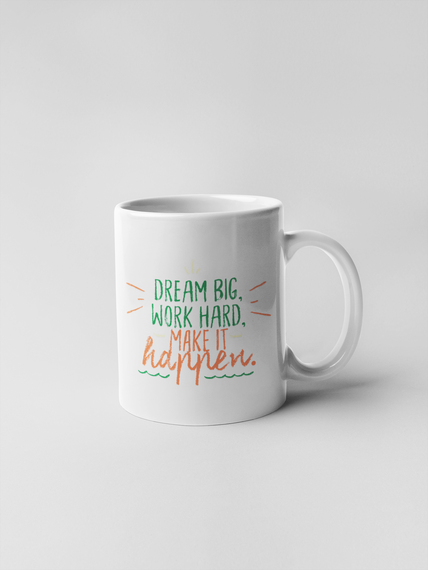 Green Typographic Quote Motivational Dream Big Work Hard Ceramic Coffee Mugs