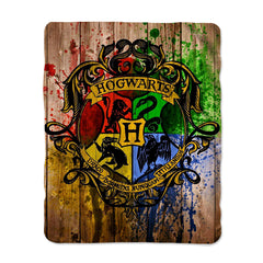 Harry Potter Hogwarts on Wood Logo  Blanket