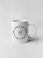 Holographic Style Heart Love Is Love Quote Ceramic Coffee Mugs