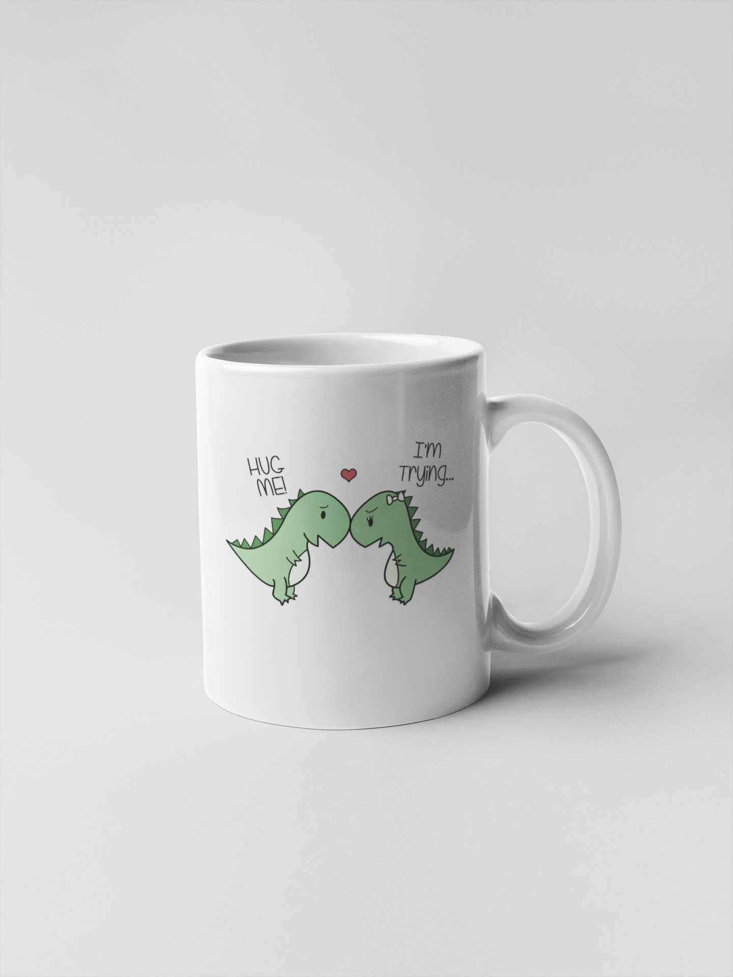 Hug Me Im Trying Funny Dinosaur Ceramic Coffee Mugs