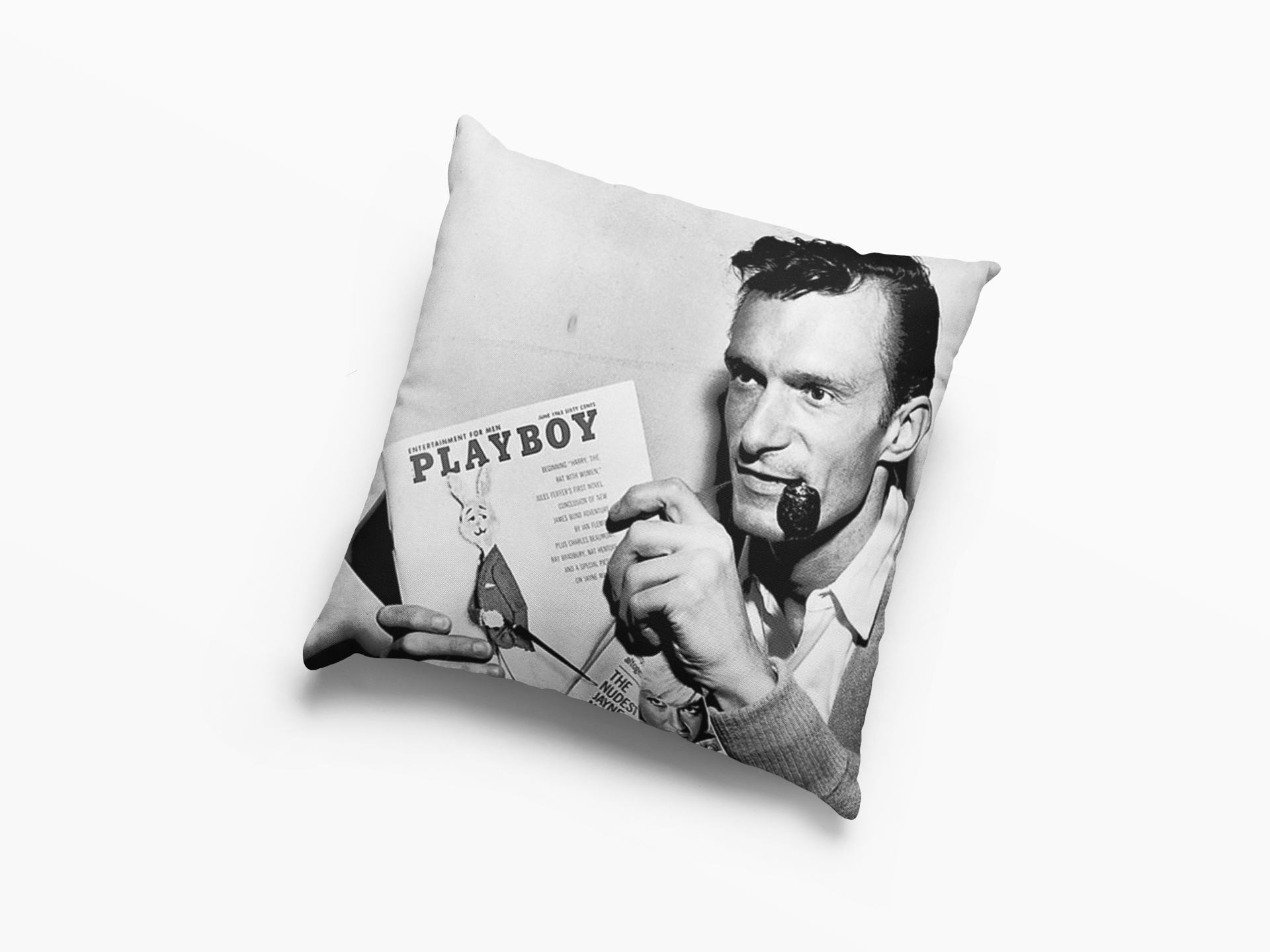Hugh Hefner and Pipe Cushion Case / Pillow Case