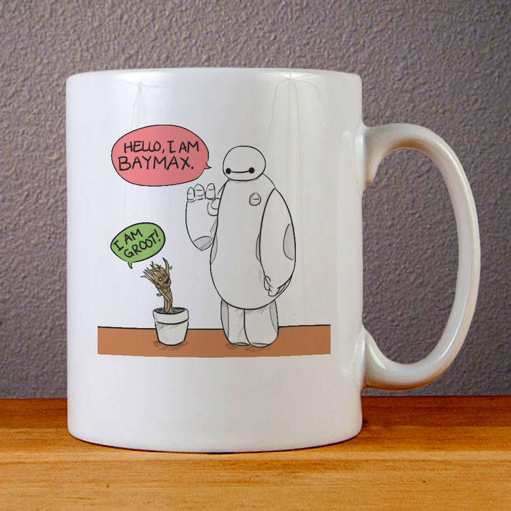 Marvel Character Baymax and Groot Ceramic Coffee Mugs
