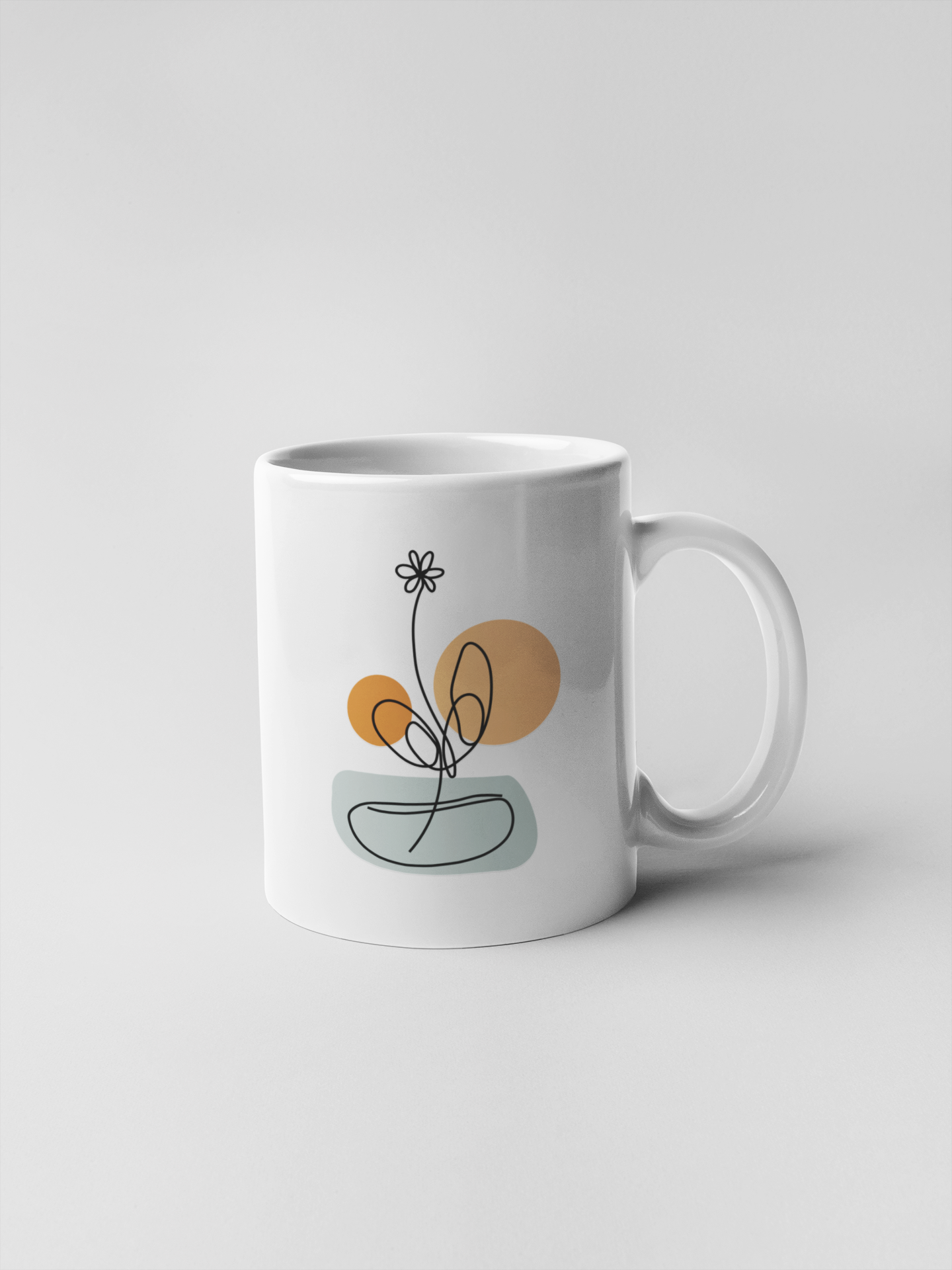 Minimalist Abstract Flower Line Art Illustration Ceramic Coffee Mugs