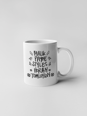 One Direction Names Ceramic Coffee Mugs