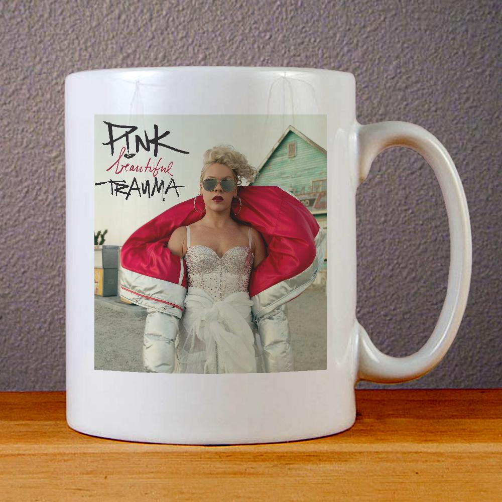 Pink Beautiful Trauma Ceramic Coffee Mugs