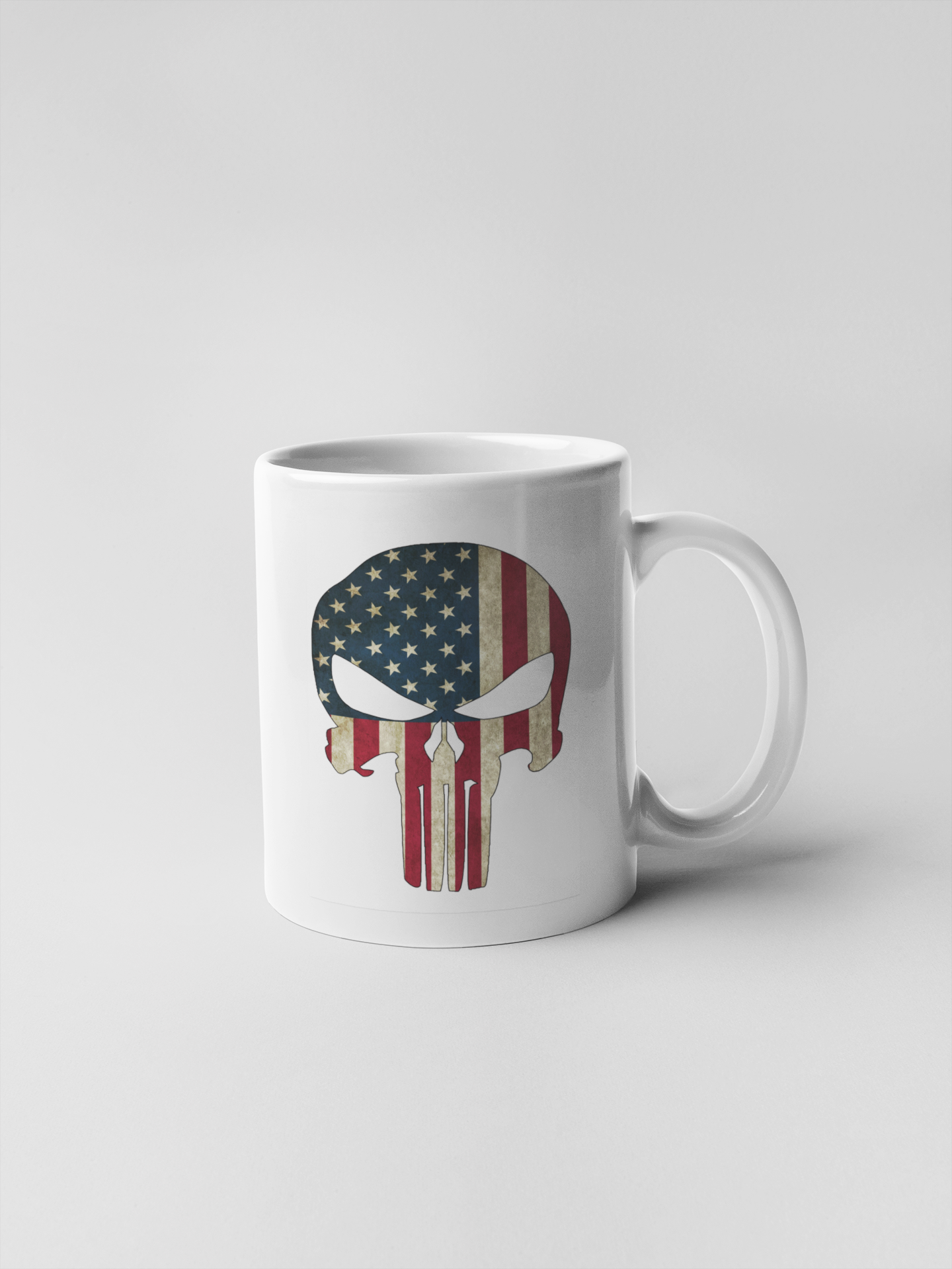 Punisher Skull on US Flag Ceramic Coffee Mugs