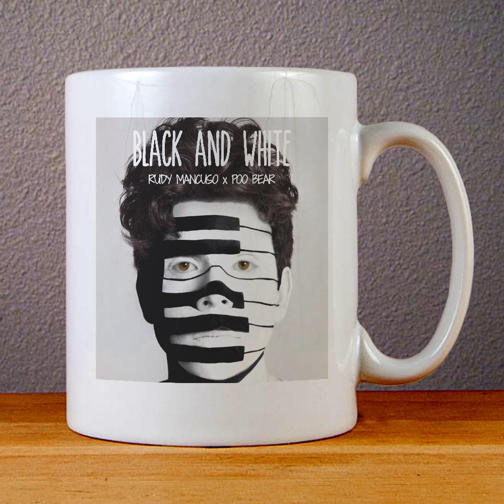 Rudy Mancuso and Poo Bear Black and White Ceramic Coffee Mugs