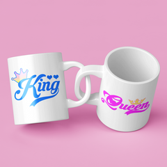 King Queen Mug Colourfull Couples Mug Set Wedding Mug Couples Gift Set