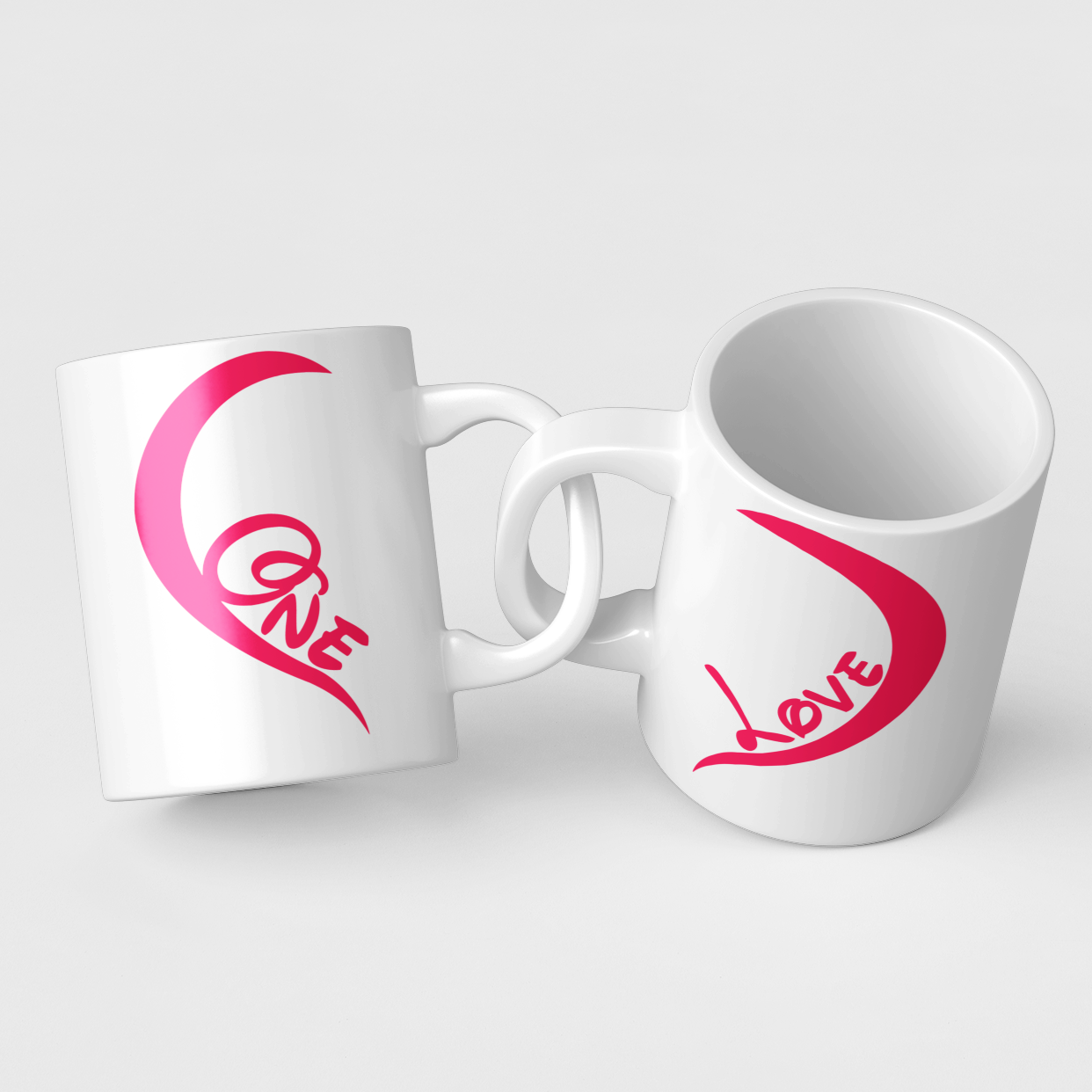 One Love Pink Logo Mug Couples Mug Set Wedding Mug Couples Gift Set