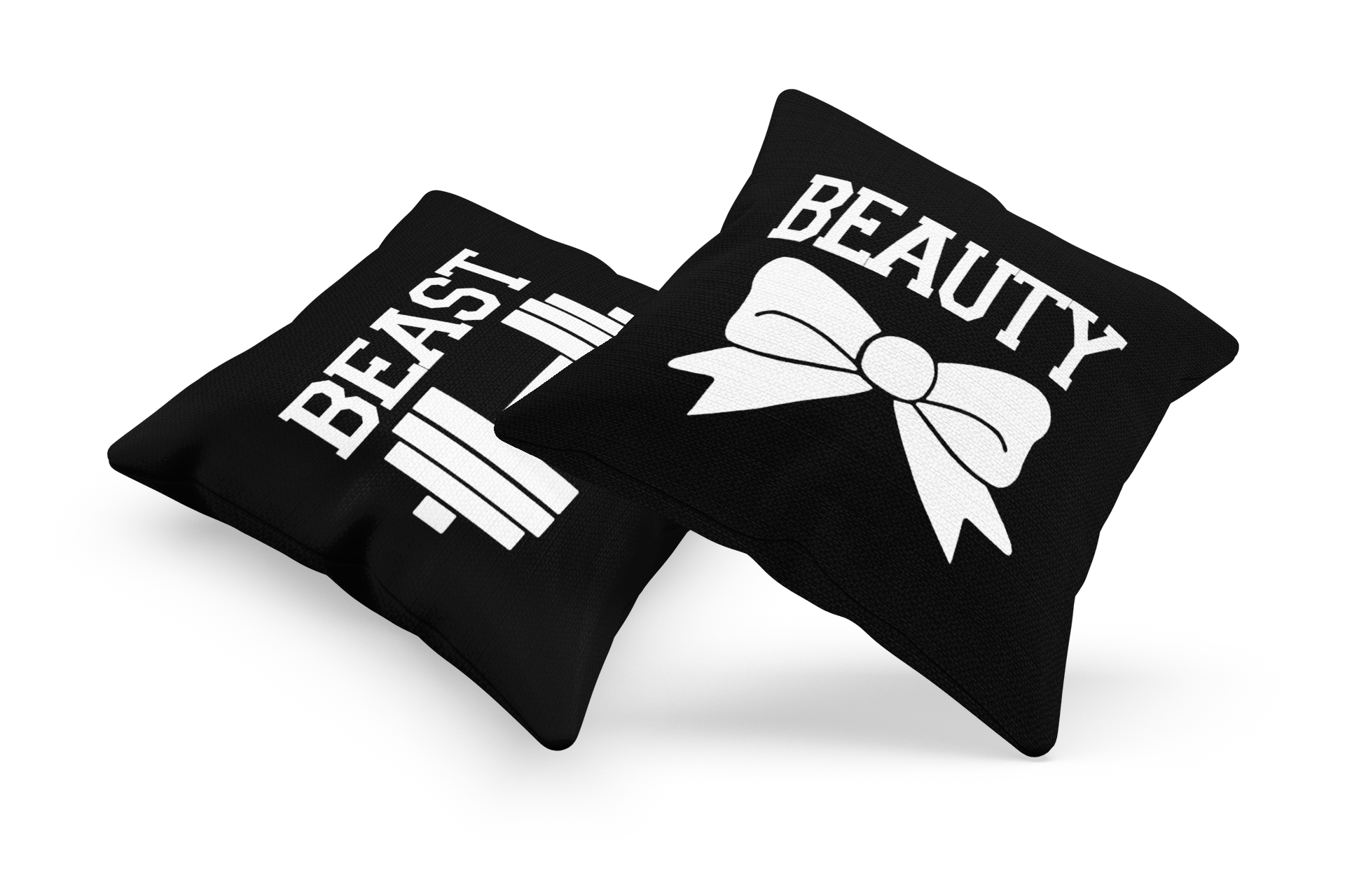 Cute Beast and Beauty 2 Couple Cushion Case / Pillow Cases