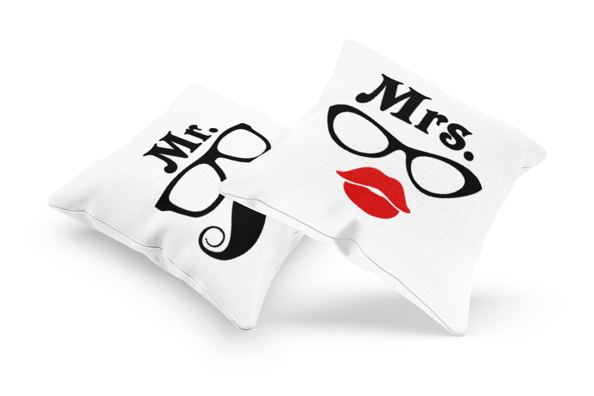 Cute Mrs and Mr Glasses Couple Cushion Case / Pillow Cases