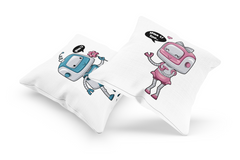 Funny Robot Falling in Love 2 Couple Cushion Case / Pillow Cases