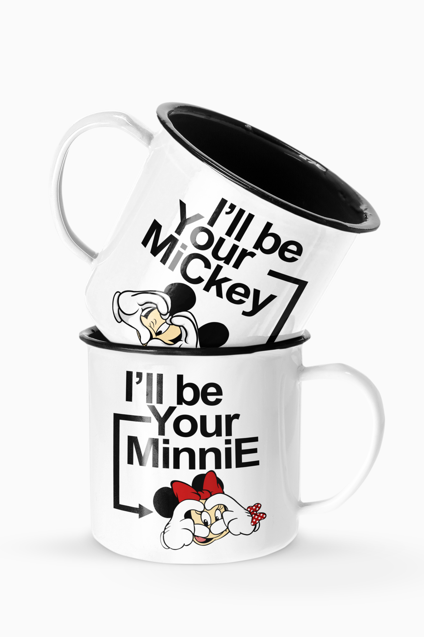 Will be Your Mickey and Minnie Couples Enamel Camp Cup Set Wedding Enamel Couples Gift