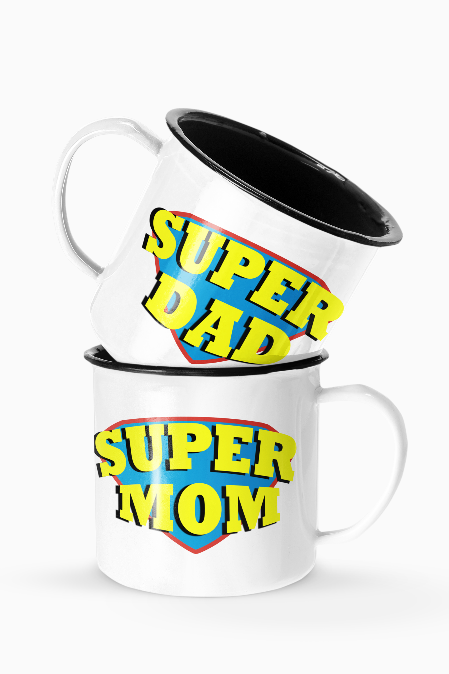 Super Dad And Super Mom Couples Enamel Camp Cup Set Wedding Enamel Couples Gift