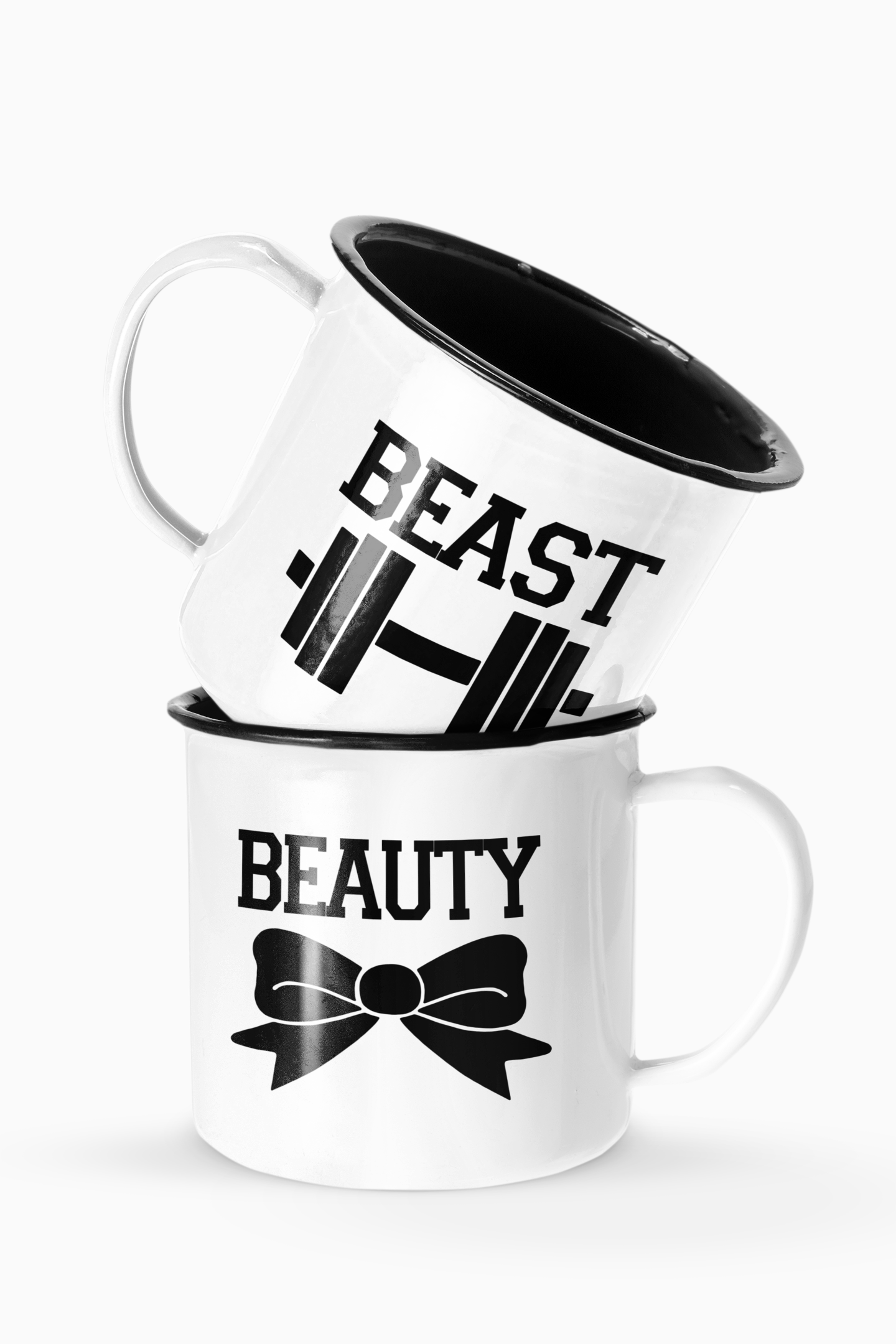 Beauty And Beast Couples Enamel Camp Cup Set Wedding Enamel Couples Gift