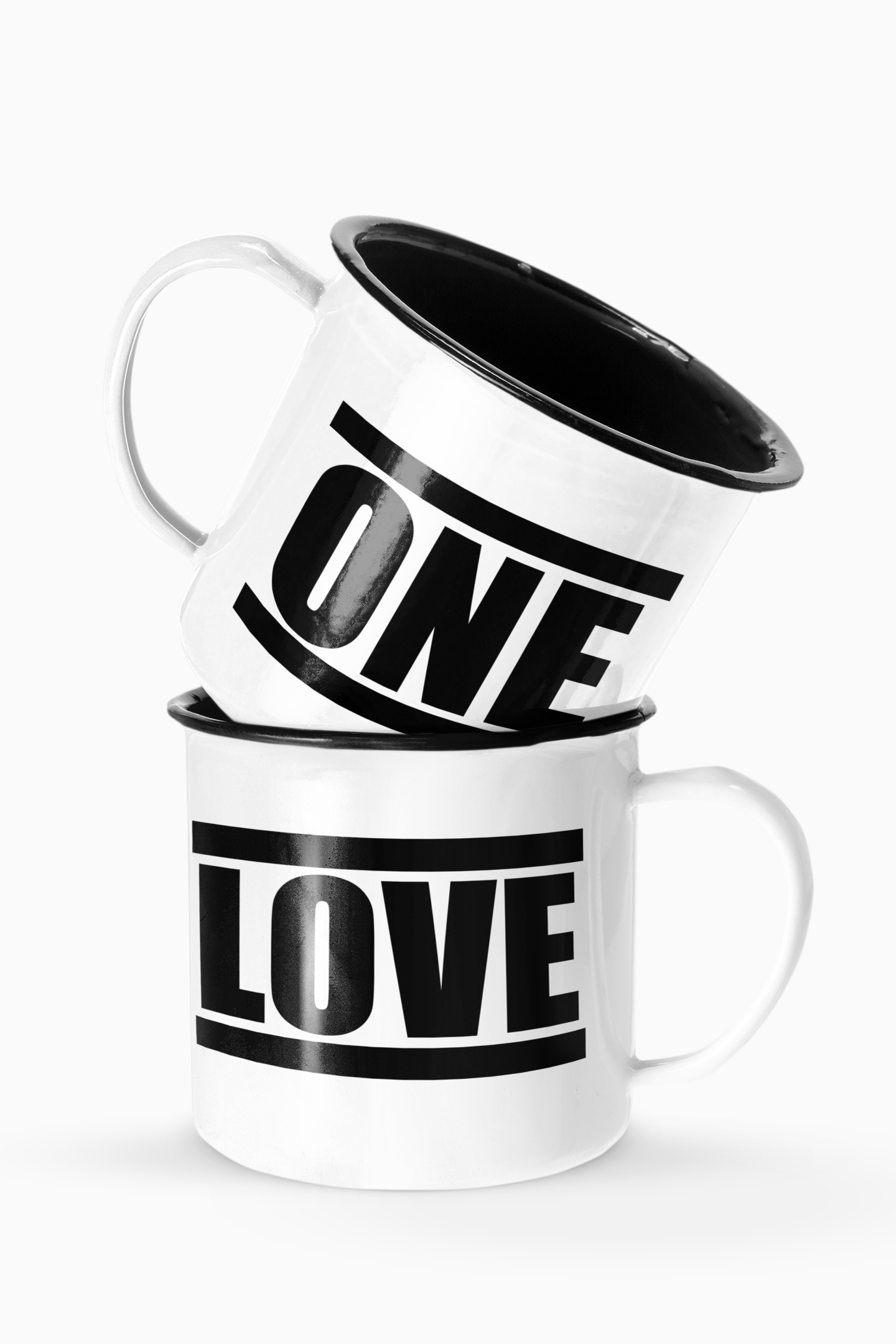 One Love Couples Enamel Camp Cup Set Wedding Enamel Couples Gift