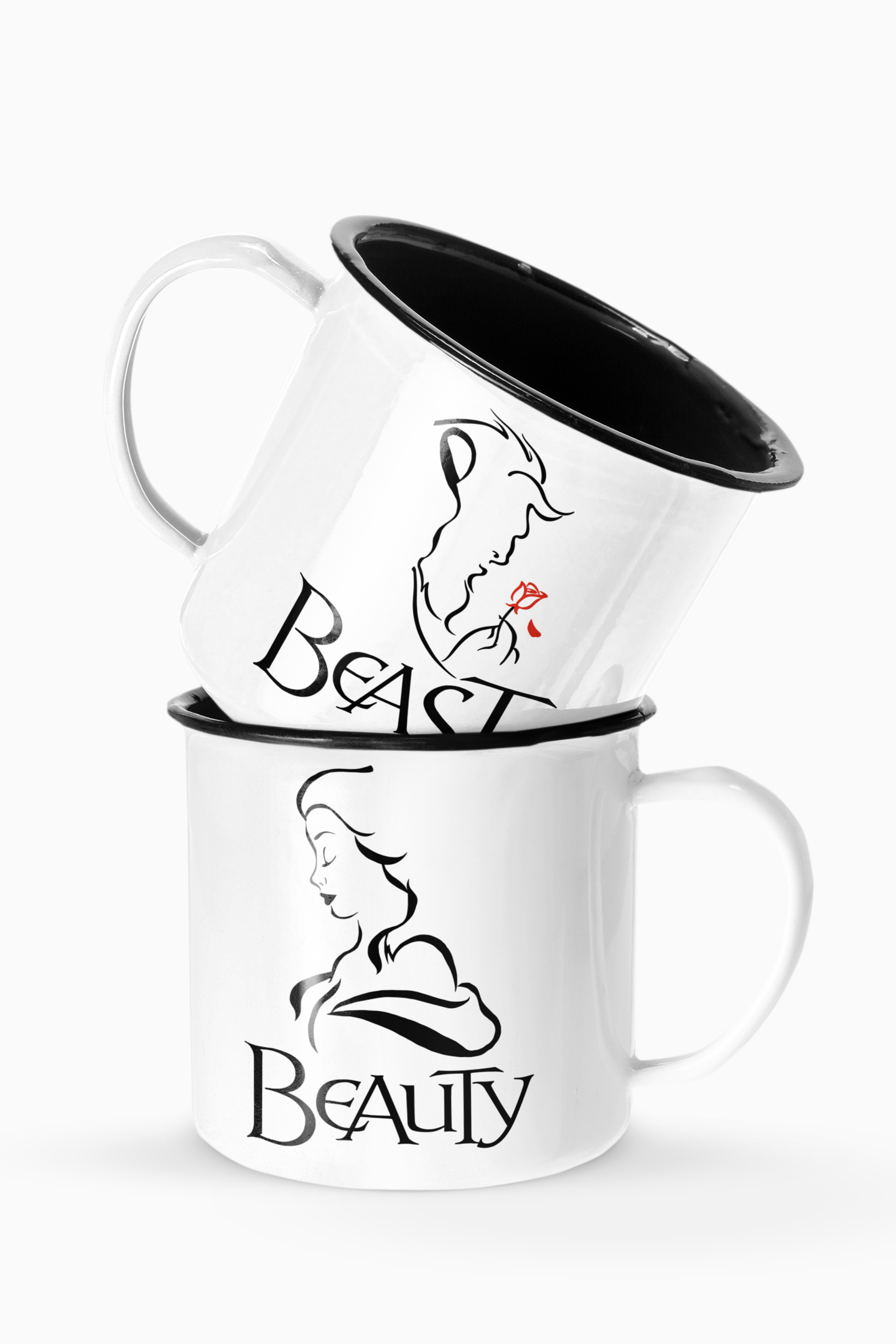 Beauty And The Beast 2 Couples Enamel Camp Cup Set Wedding Enamel Couples Gift