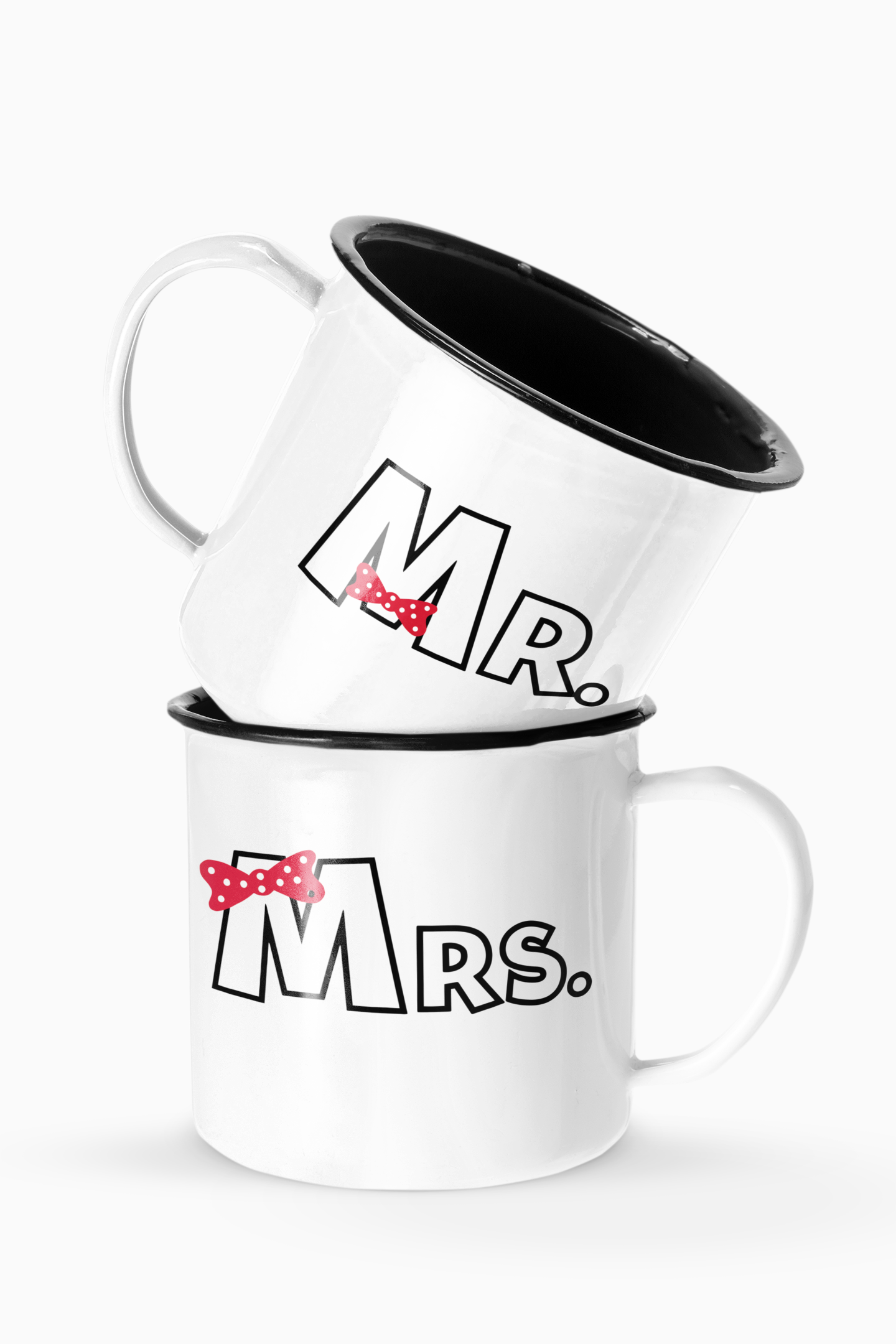 Mr And Mrs Logo Couples Enamel Camp Cup Set Wedding Enamel Couples Gift
