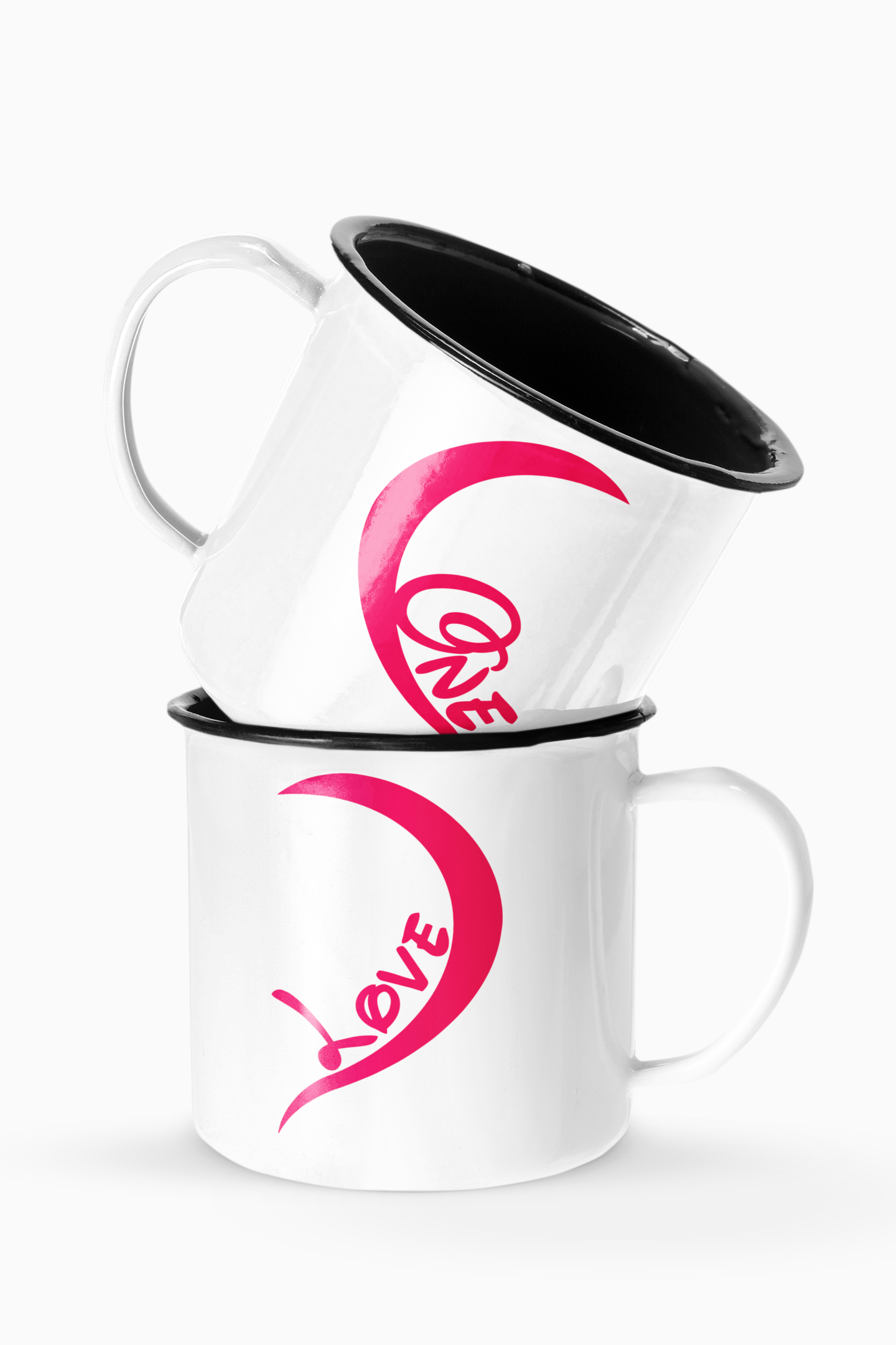 One Love Couples Enamel Camp Cup Set Wedding Enamel Couples Gift