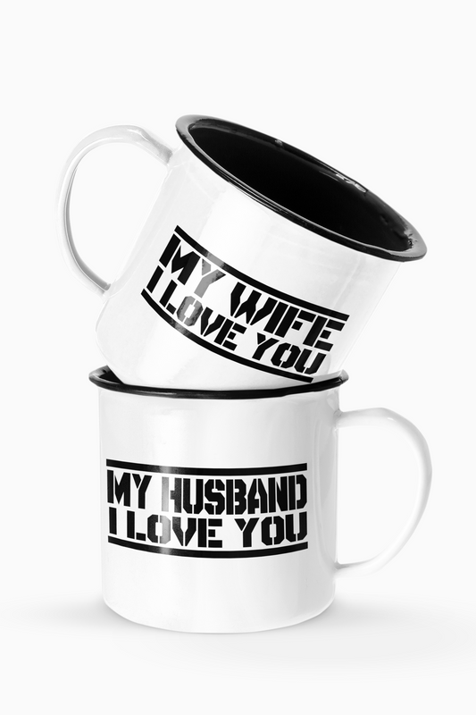 My Wife And Husband Love Couples Enamel Camp Cup Set Wedding Enamel Couples Gift