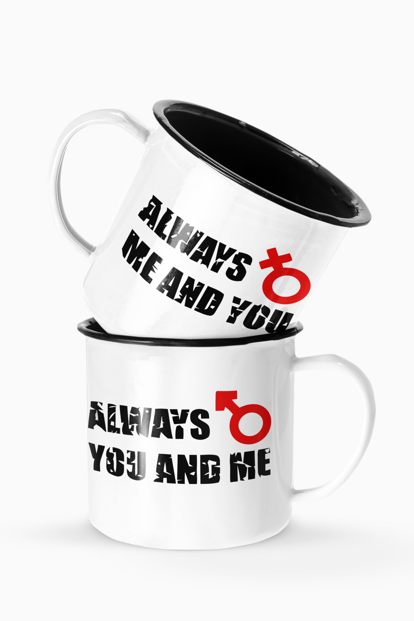 Always Me And You Couples Enamel Camp Cup Set Wedding Enamel Couples Gift