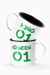 King and Queen 01 Couples Enamel Camp Cup Set Wedding Enamel Couples Gift