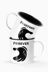 Togheter Forever Hand Couples Enamel Camp Cup Set Wedding Enamel Couples Gift